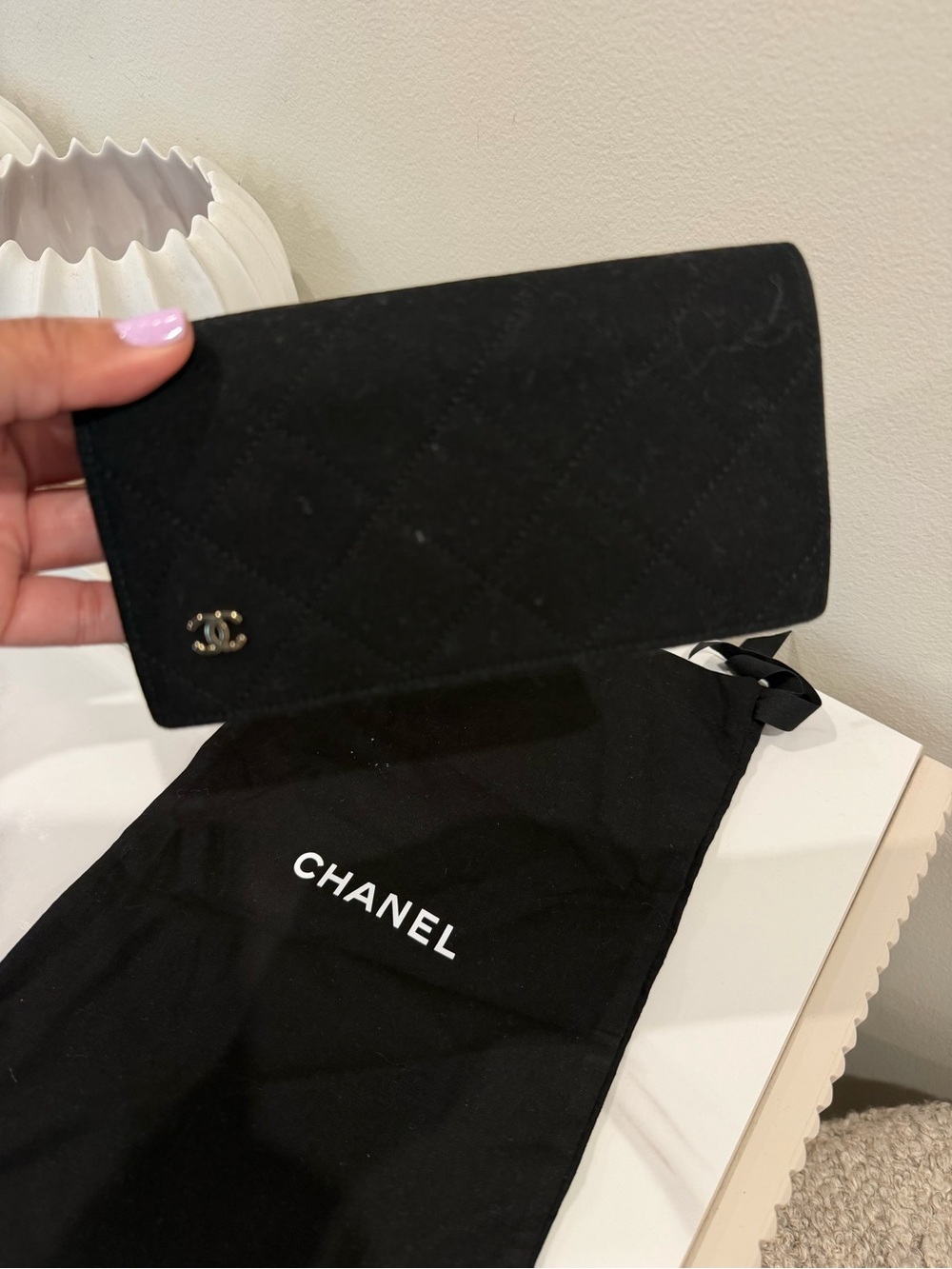 CHANEL Black Quilted case for sunglasses with dust bag